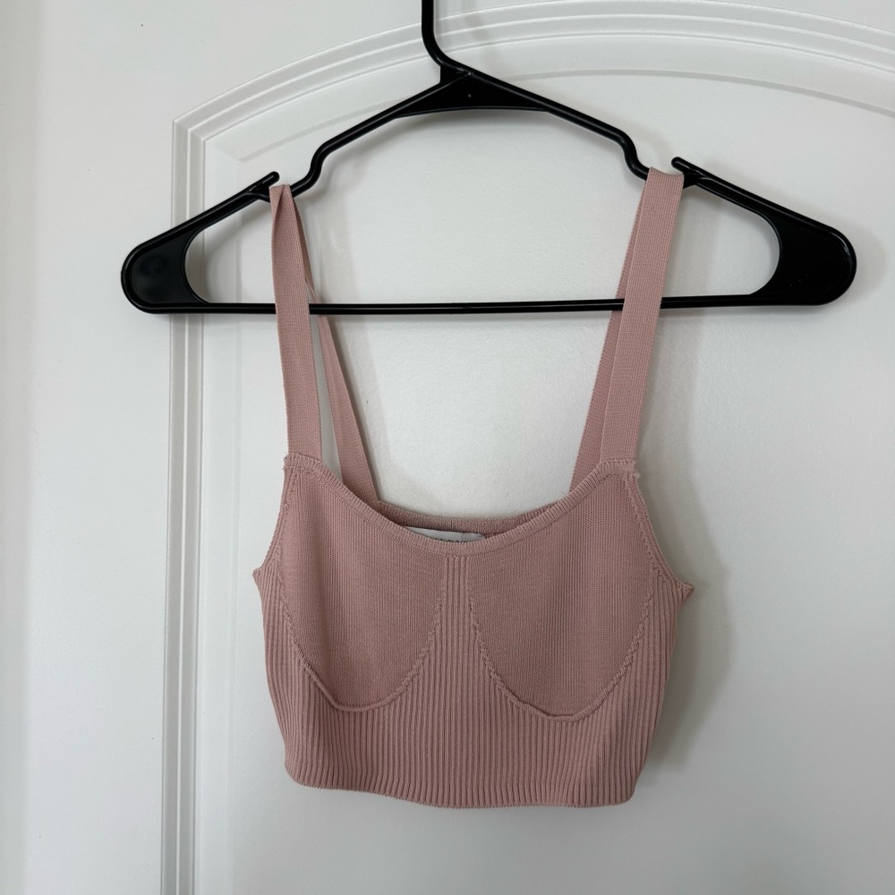 Zara Blush Ribbed Crop Top